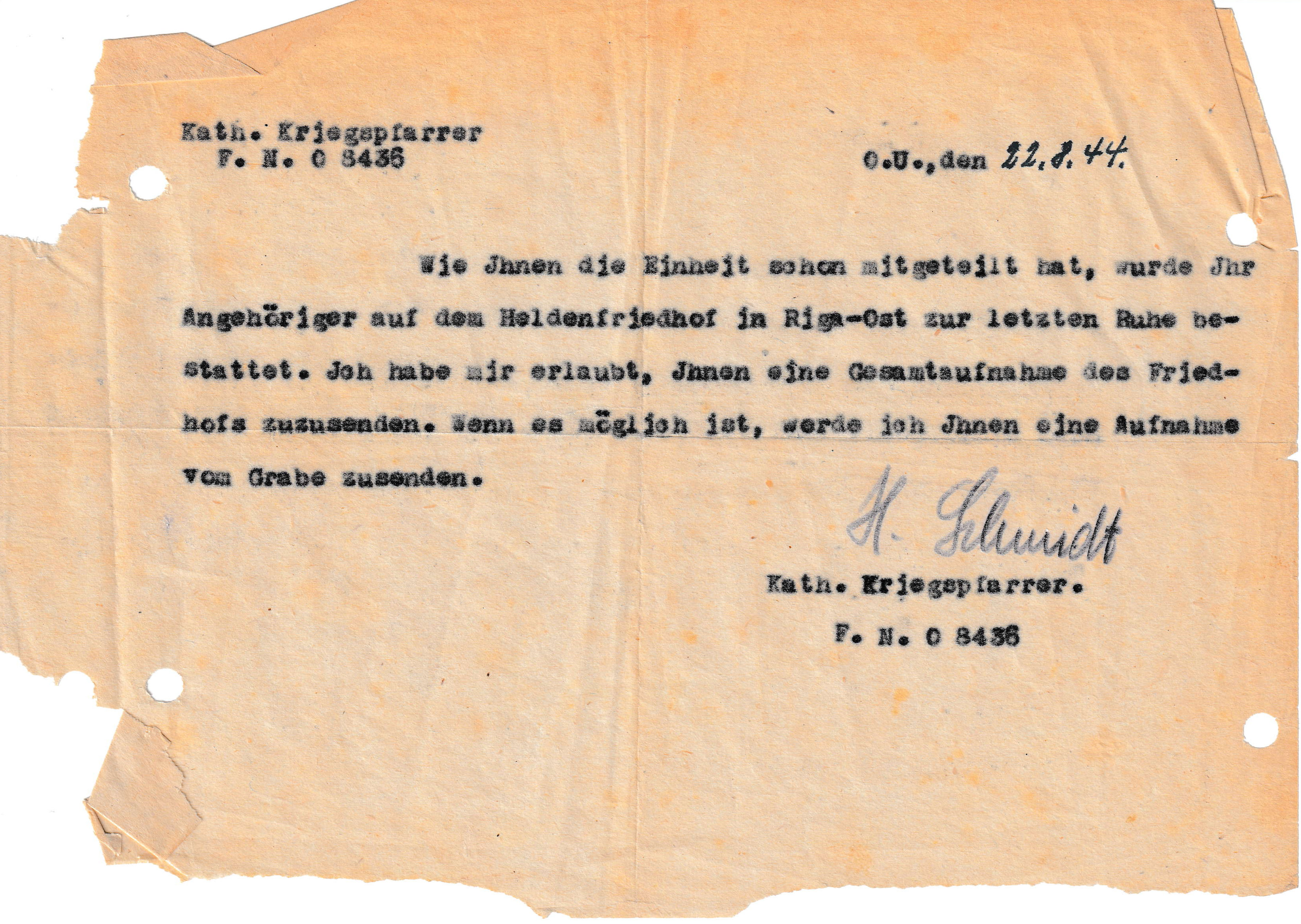 Mitteilung zur Bestattung