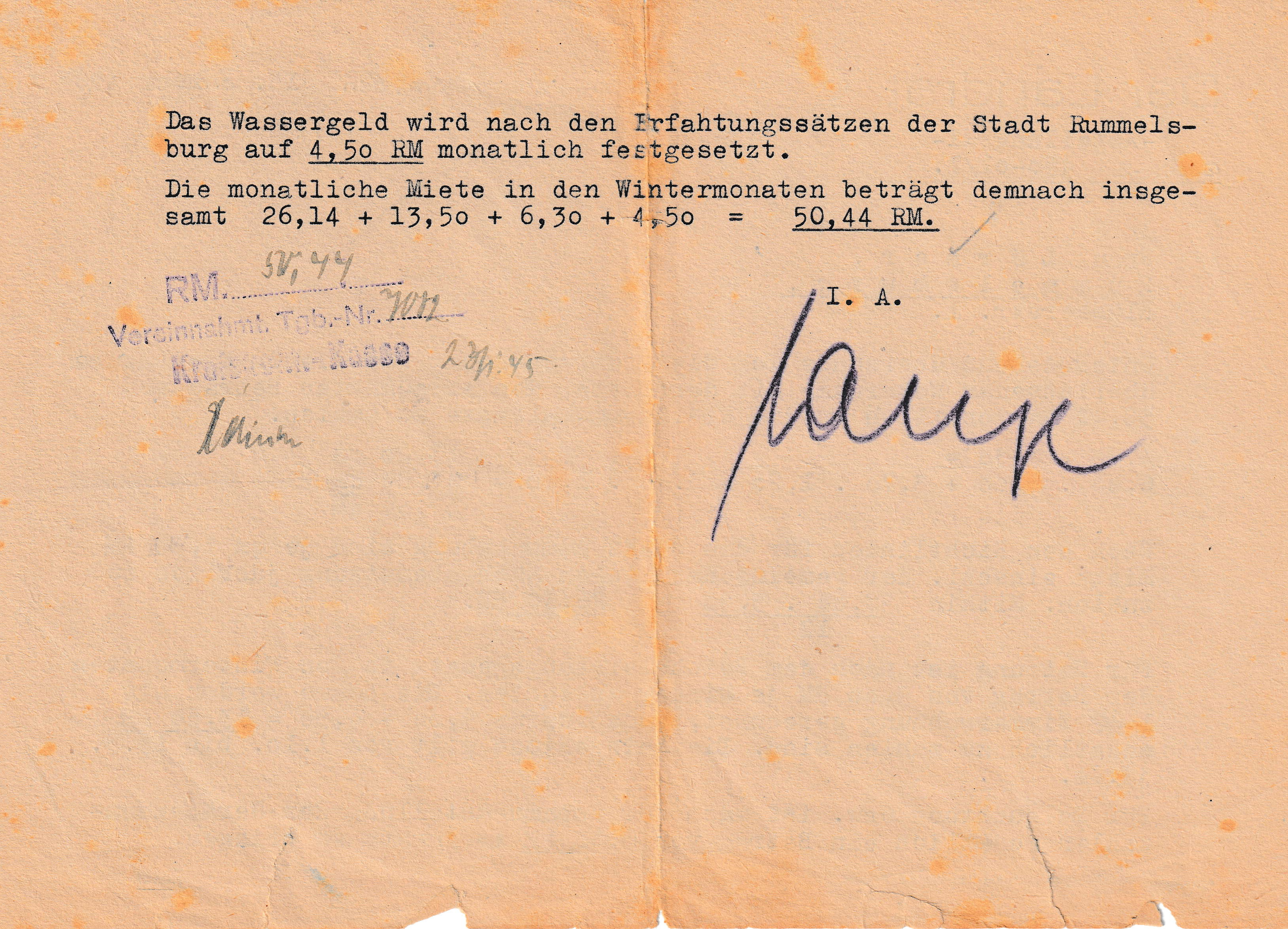 Mietkostenerhebung für die Wohnuung in Rummelsburg
